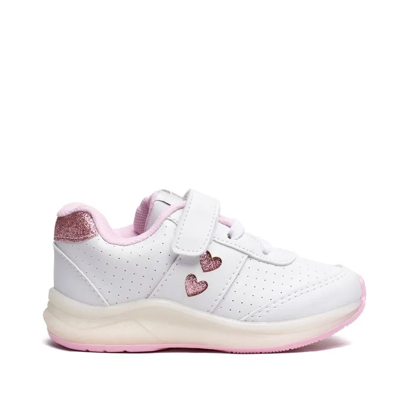 Tênis Infantil Brink LED Coração Branco/Rosa - 30