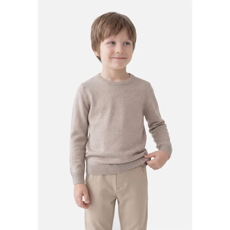 Tricot Manga Longa Infantil Gola Redonda Areia - XPP