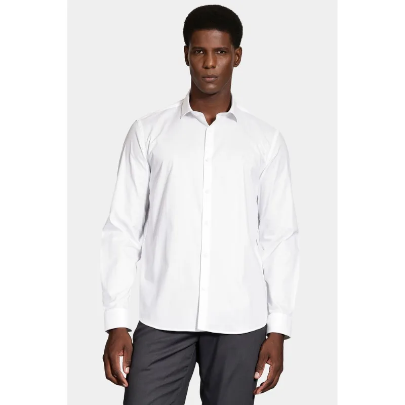 Camisa Manga Longa Regular Tricoline Maquineta Branco - P