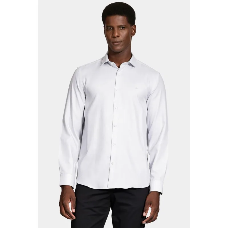 Camisa Manga Longa Regular Tricoline Maquineta Mix Cinza - M