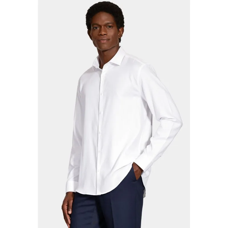 Camisa Manga Longa Regular Tricoline Maquineta Mix Branco - GG