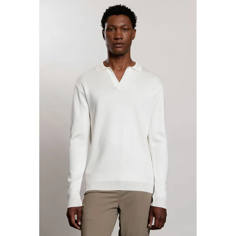 Polo Manga Longa Tricot Flowtech Rayon Branco Polar - P