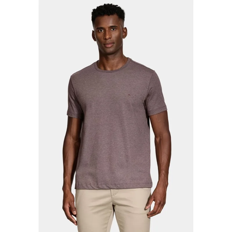 Camiseta Manga Curta Mescla Cores Marrom - G