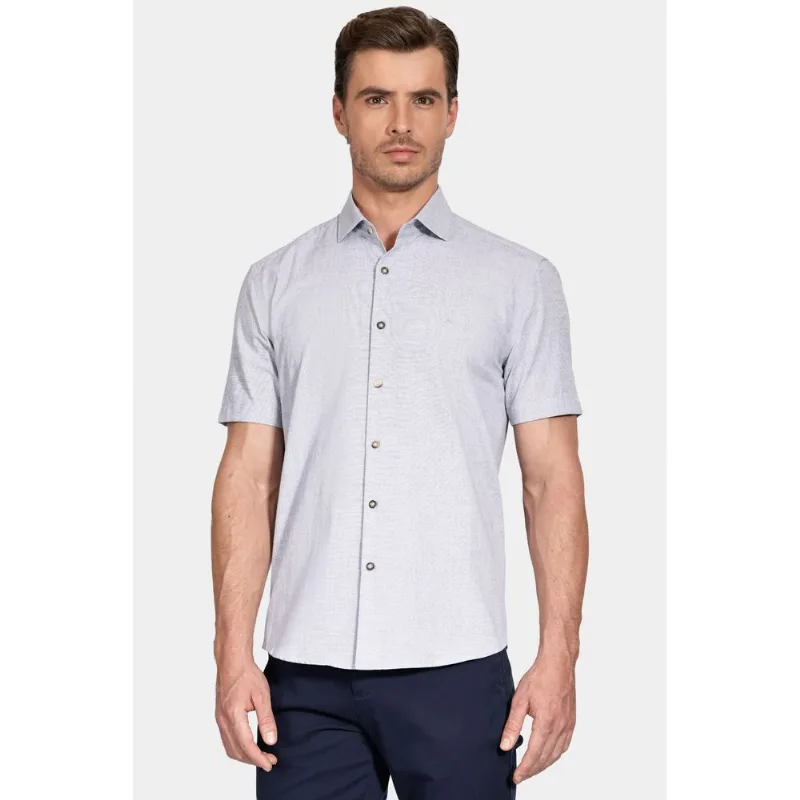 Camisa Manga Curta Slim Algodão Flame Soft Marinho - P