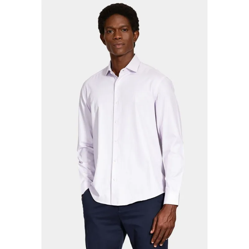 Camisa Manga Longa Regular Micro Xadrez Mix Branco Com Rosa - XXG
