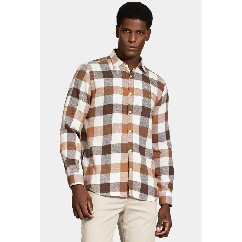 Camisa Manga Longa Regular Flannel Folk Caqui/Chocolate - XGG