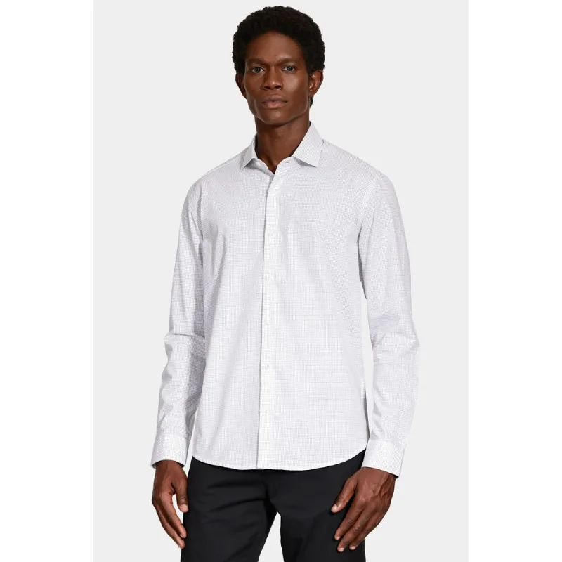 Camisa Manga Longa Slim Moscou Micro Xadrez Branco Com Preto - GG