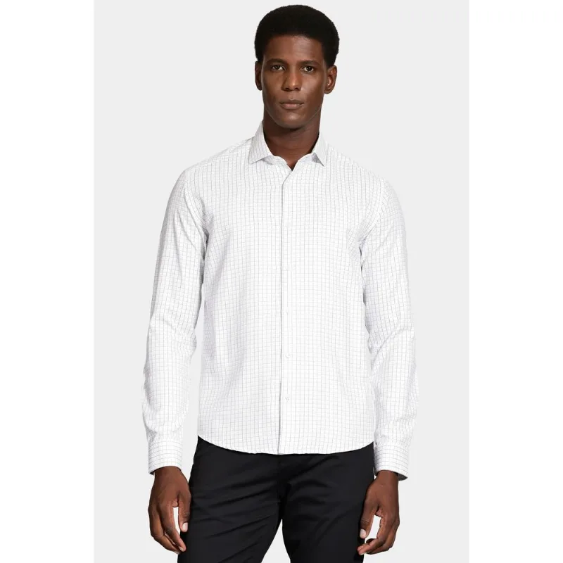 Camisa Slim Siena Classic Dobby Branco Com Preto - GG