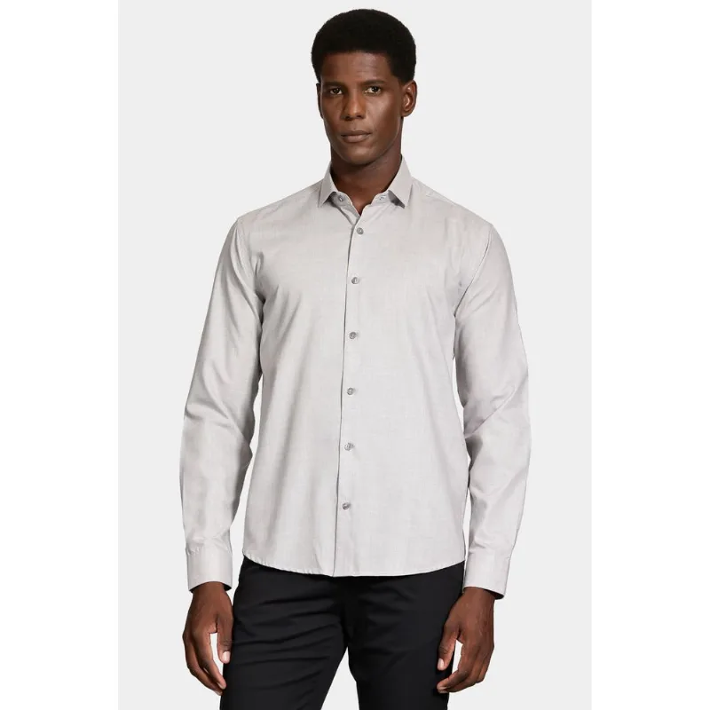 Camisa Manga Longa Regular Melange Cinza Claro - G