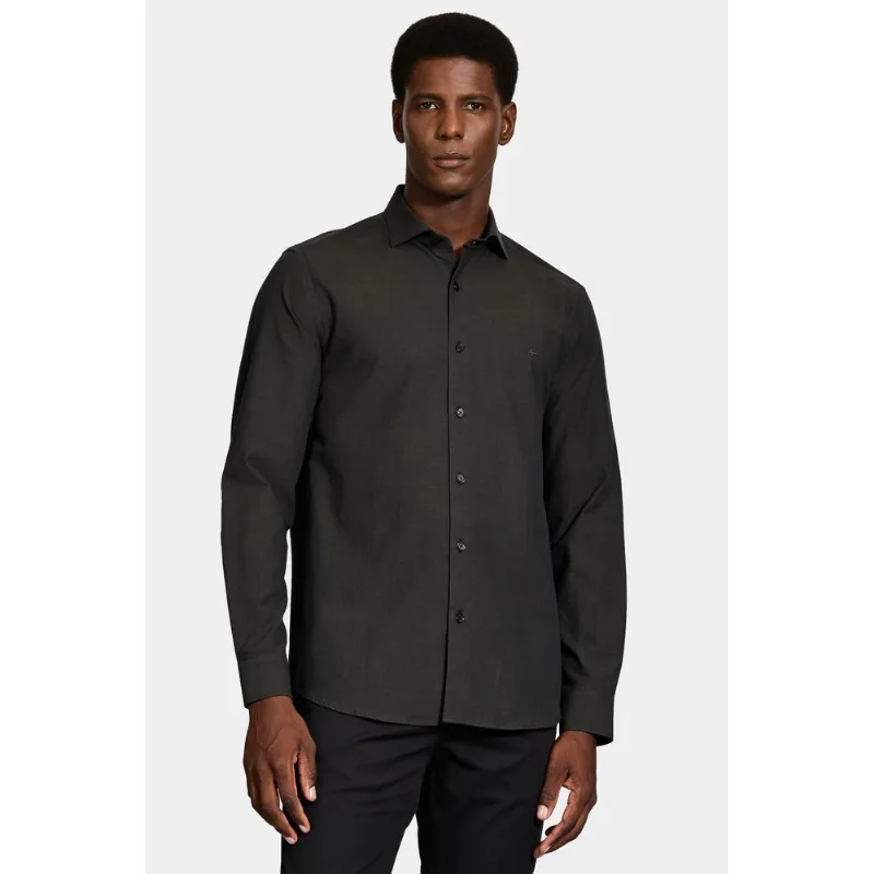 Camisa Manga Longa Slim Black Marrom - GG