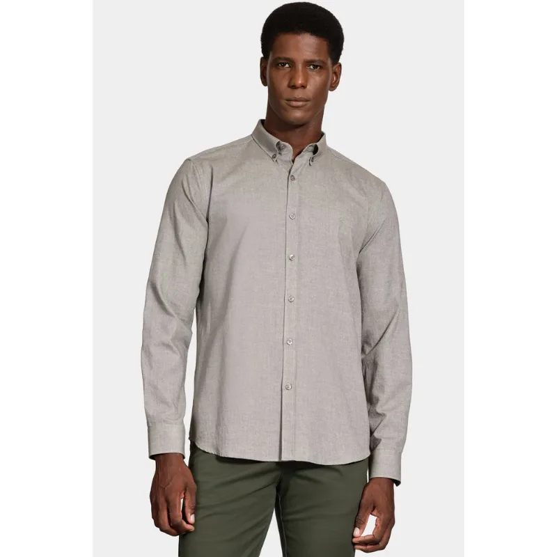 Camisa Manga Longa Slim Button Down Colors Army Green - P