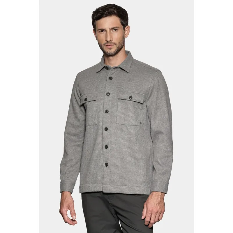 Camisa Manga Longa Overshirt Feltro Fall Cinza - P
