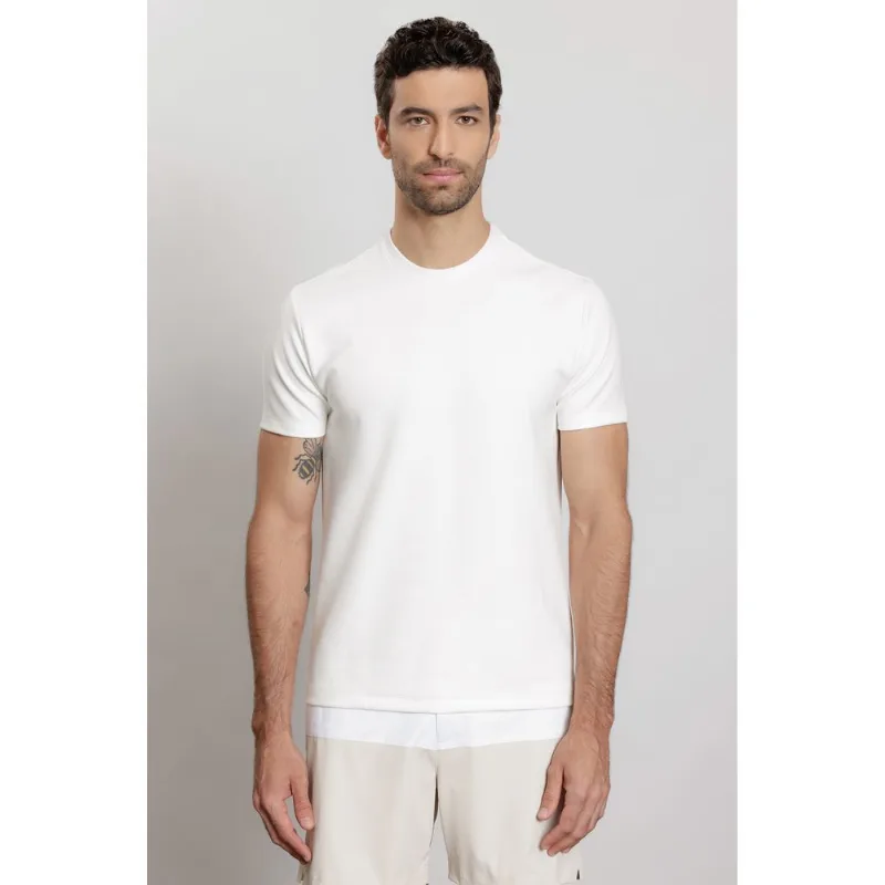 Camiseta Manga Curta Malha Dupla Branco Polar - G
