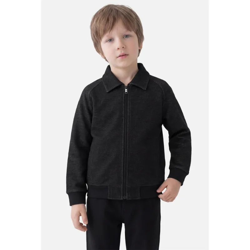 Moletom Infantil Raglan Piquet Preto - 6