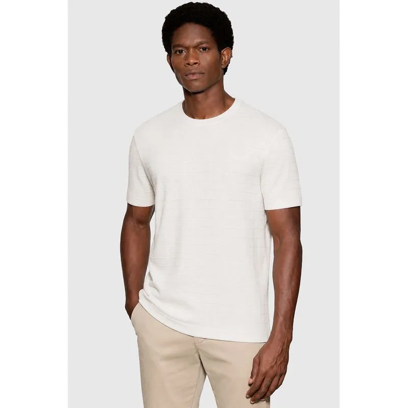 Tricot Manga Curta New Grid Off White - M