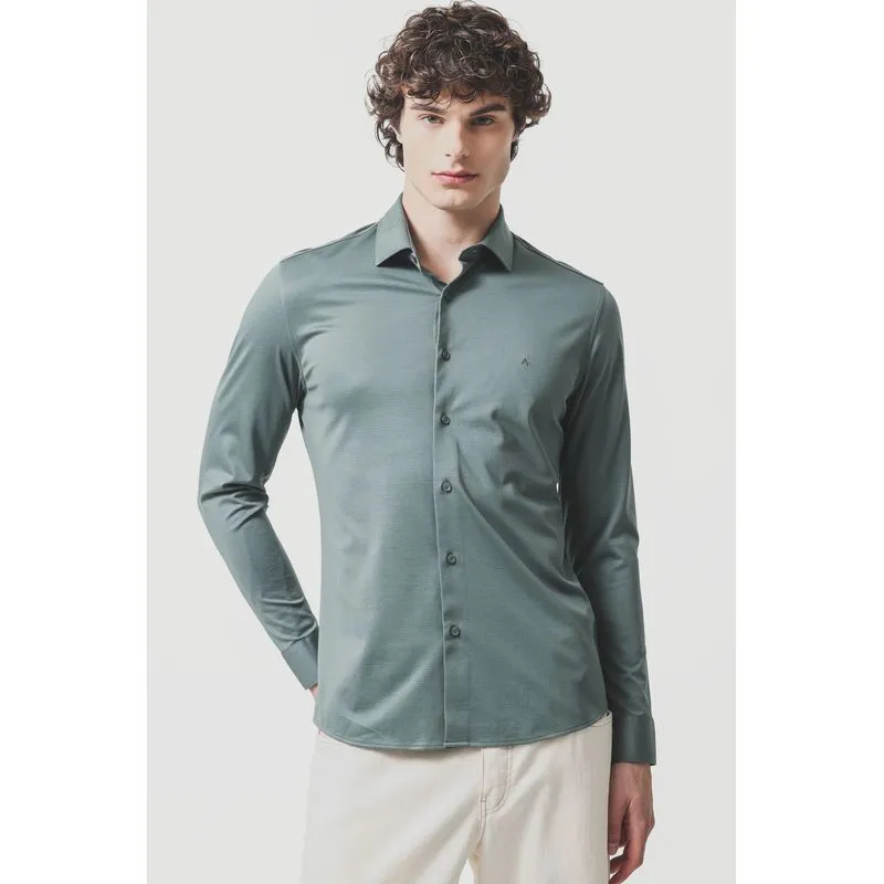 Camisa Slim A-70 Fio Duplo Mercerizado Verde Medio - P