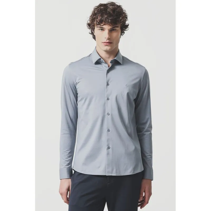Camisa Slim A-70 Fio Duplo Mercerizado Aluminio - P