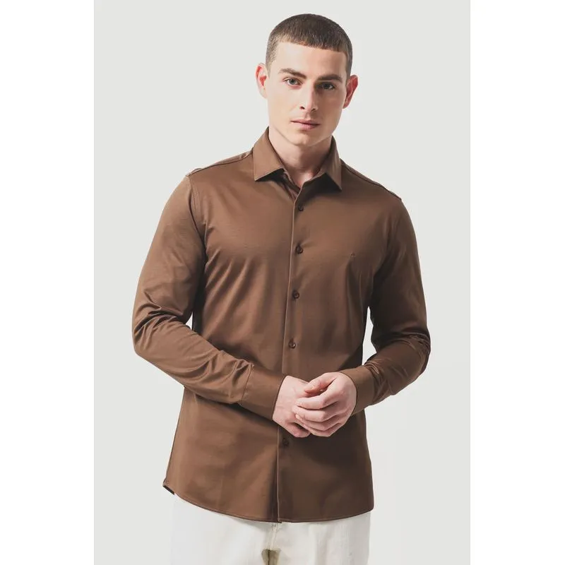 Camisa Slim A-70 Fio Duplo Mercerizado Cacau - G