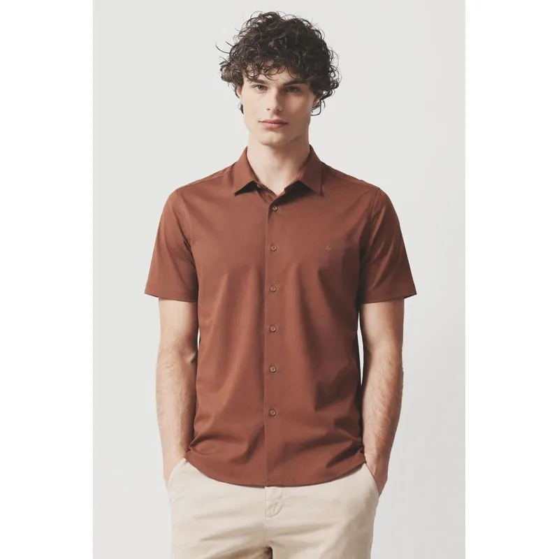 Camisa Manga Curta Slim A-70 Canela - GG