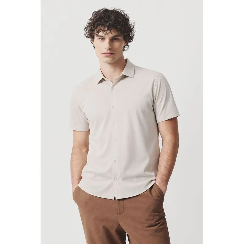 Camisa Manga Curta Slim A-70 Areia - XGG