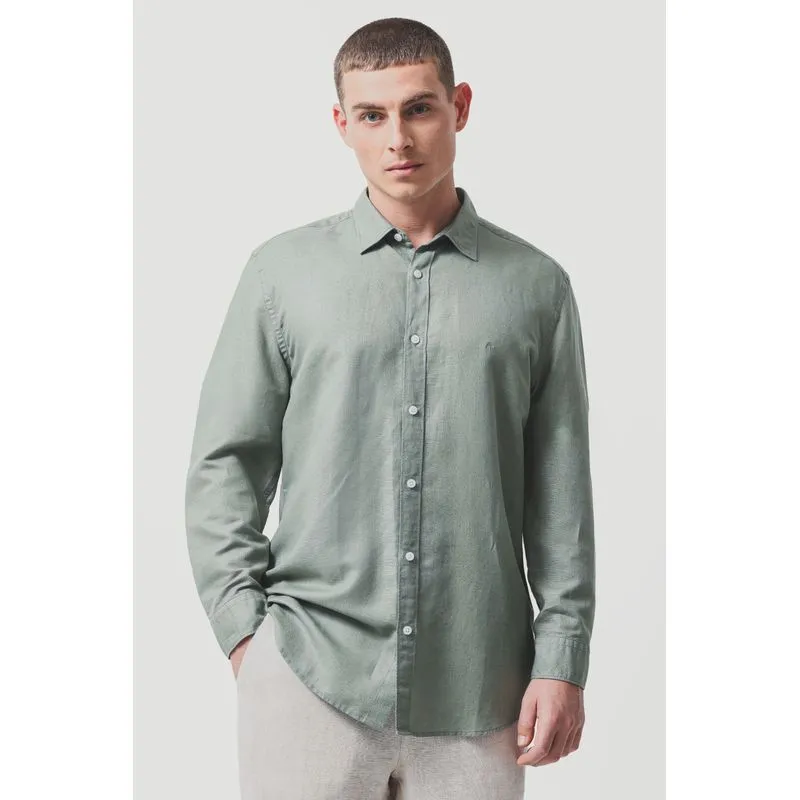 Camisa Manga Longa Regular Linho Verde Folha - GG