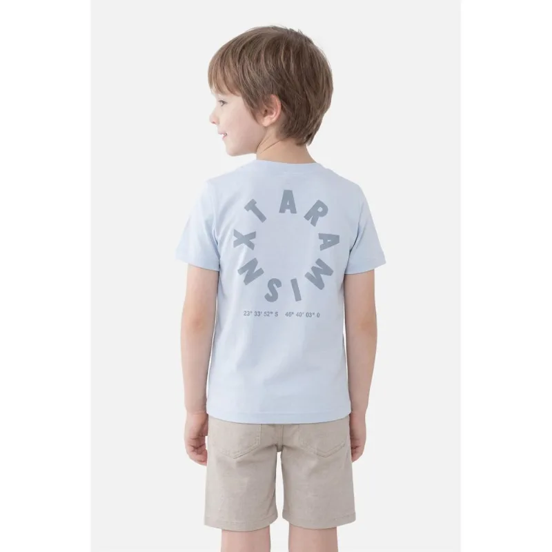 Camiseta Manga Curta Infantil Estampa Circular Azul Claro - 8