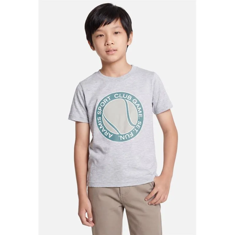 Camiseta Manga Curta Infantil Estampa Logo Tennis Cinza Mescla - 6