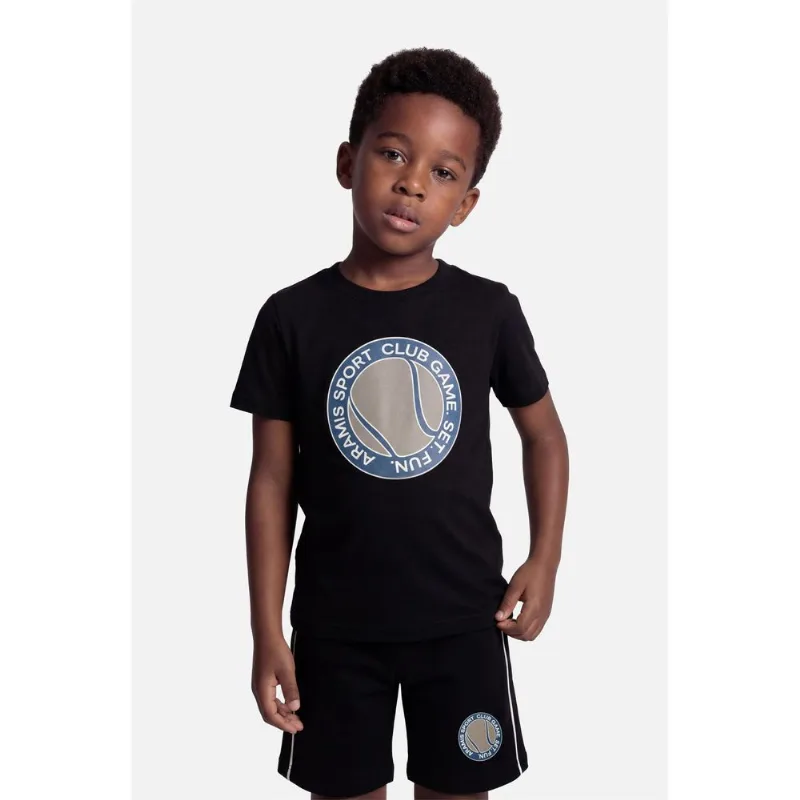 Camiseta Manga Curta Infantil Estampa Logo Tennis Preto - XPP