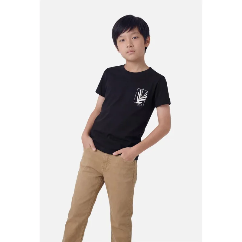 Camiseta Manga Curta Infantil Estampa Folha Geometrica Marinho - 4