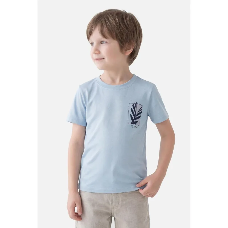 Camiseta Manga Curta Infantil Estampa Folha Geometrica Azul Claro 118 - XPP