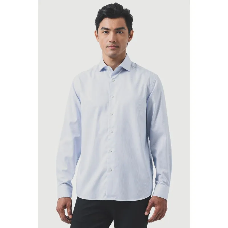 Camisa Manga Longa Regular Stripe Wrinkle Free Azul - P