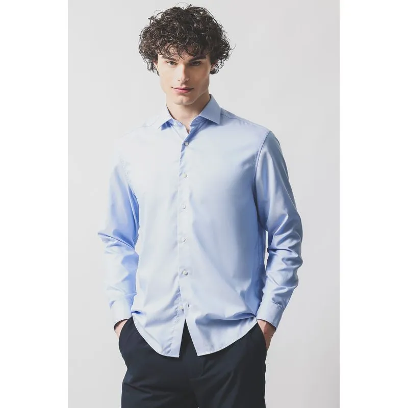 Camisa Manga Longa Regular Twill Wrinkle Free Azul - XGG