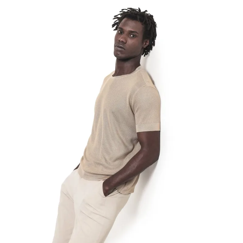 Camiseta Manga Curta Tricot Rawsoft Areia - XGG