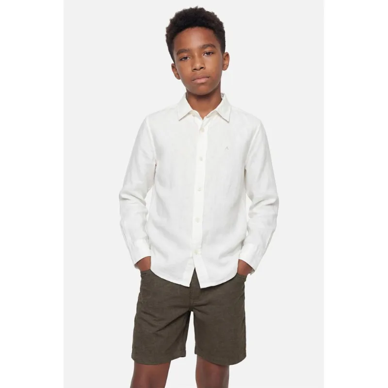 Camisa Manga Longa Infantil Linho Off White - PP