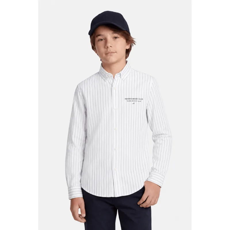 Camisa Manga Longa Infantil Estampa Sport Branco Com Marinho - 2