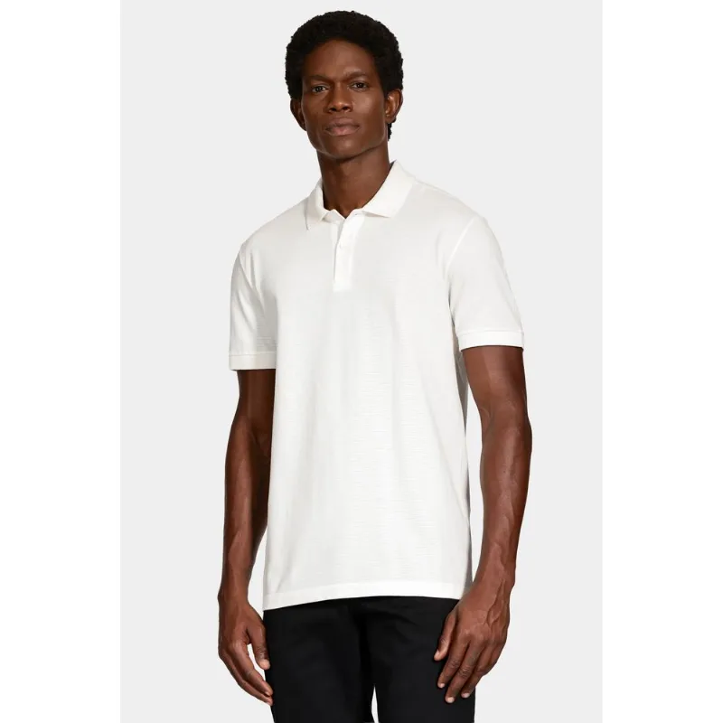 Polo Manga Curta Malha Quadrile Off White - XGG