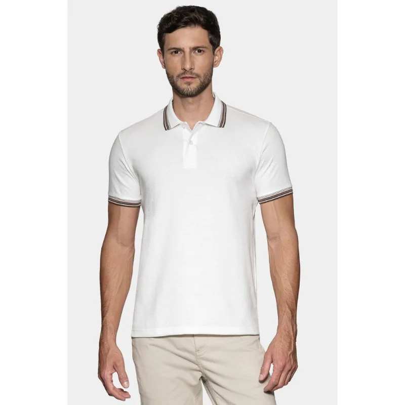Polo Manga Curta Malha Colmeia Off White - M