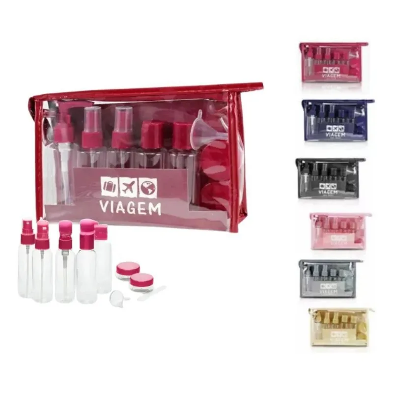 10x Kit De Frascos Para Viagem Porta Shampoo Mala Bolsa 10