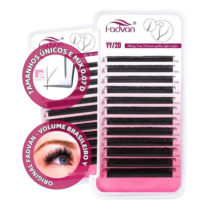 Cílios Fadvan Volume Brasileiro Fio Y 0.07 Curvatura D 15mm