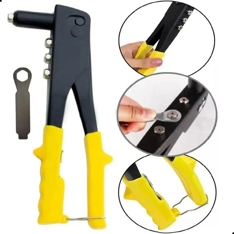3x Rebitadeira Profissional Manual 9,5 4 Bicos Aço 4