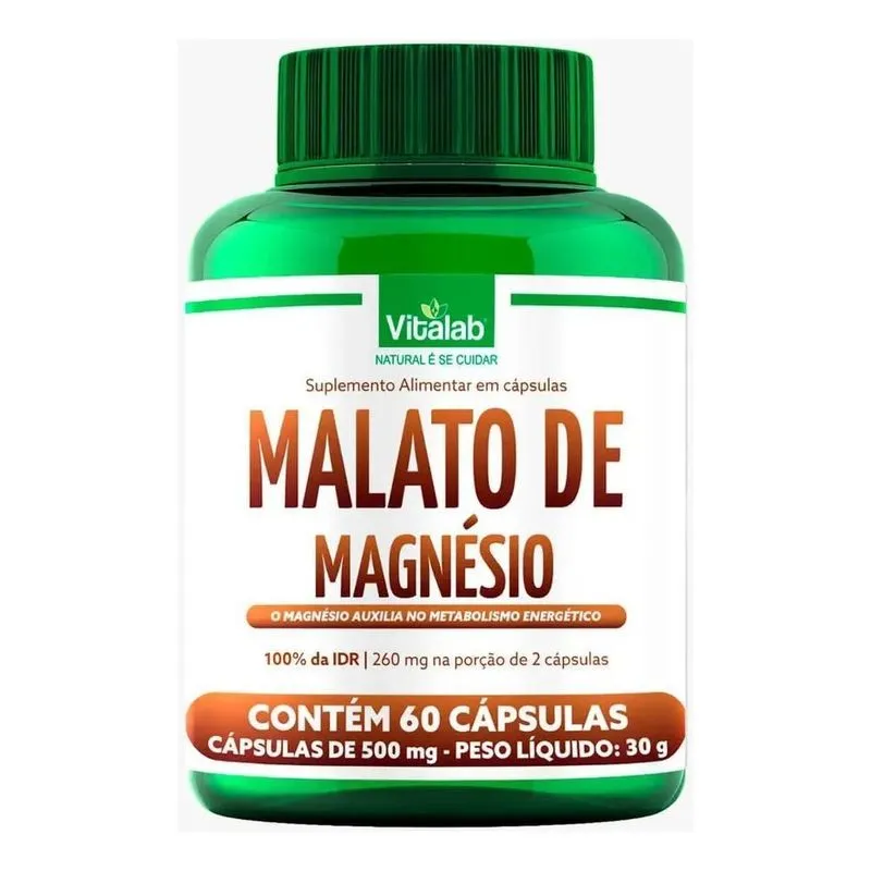3x Malato De Magnésio Vitalab 500mg 60 Cápsulas