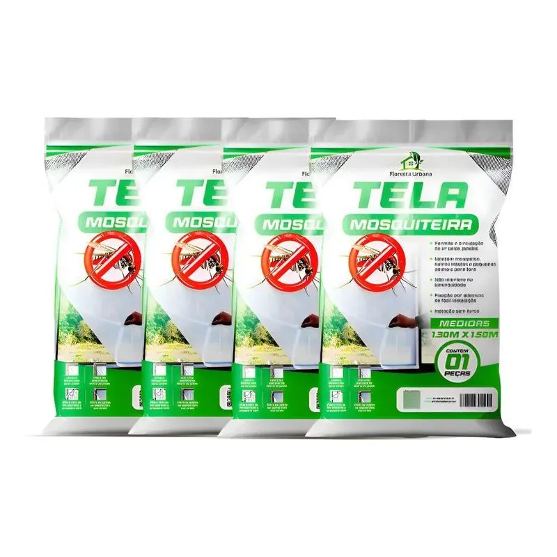 Kit 4 Telas Mosquiteira Janela Anti-Inseto Para Mosquito Pro