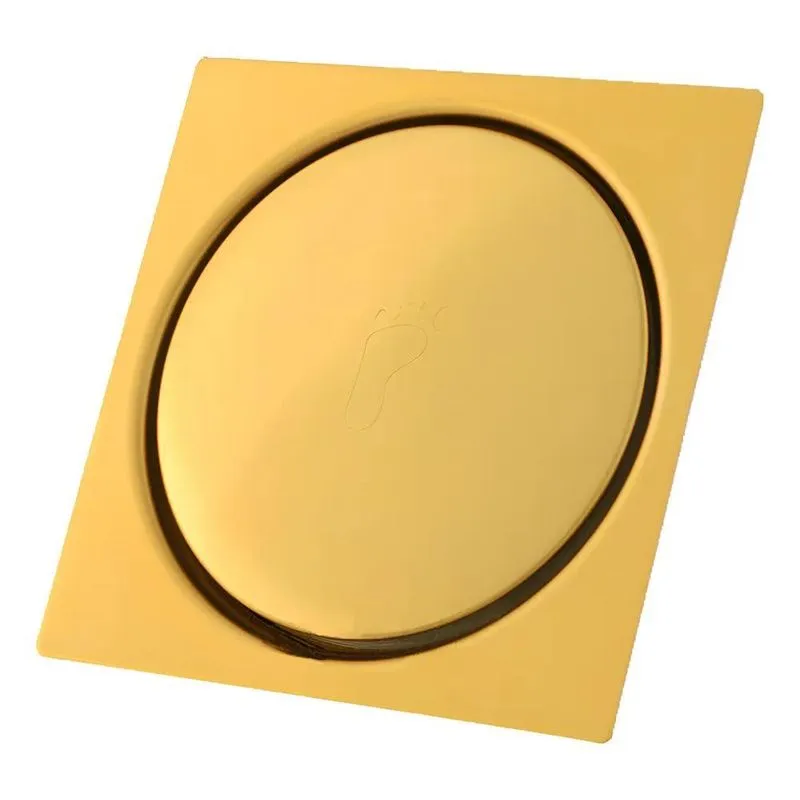 10x Ralo Click Inteligente Inox Dourado Para Piso 15x15 Cm