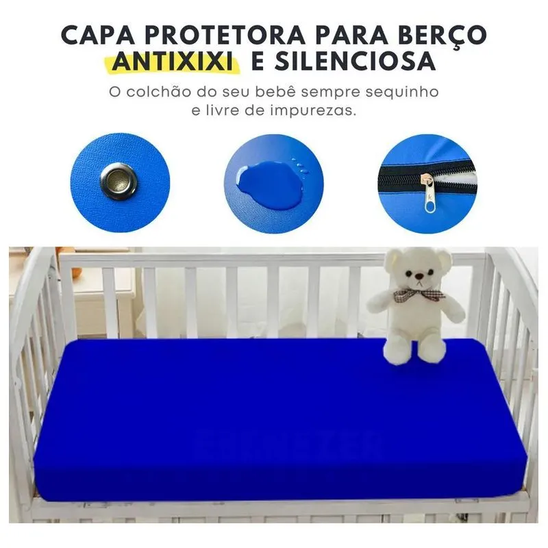 2x Protetor De Colchão Impermeável Berço Mini Cama Antiácaro