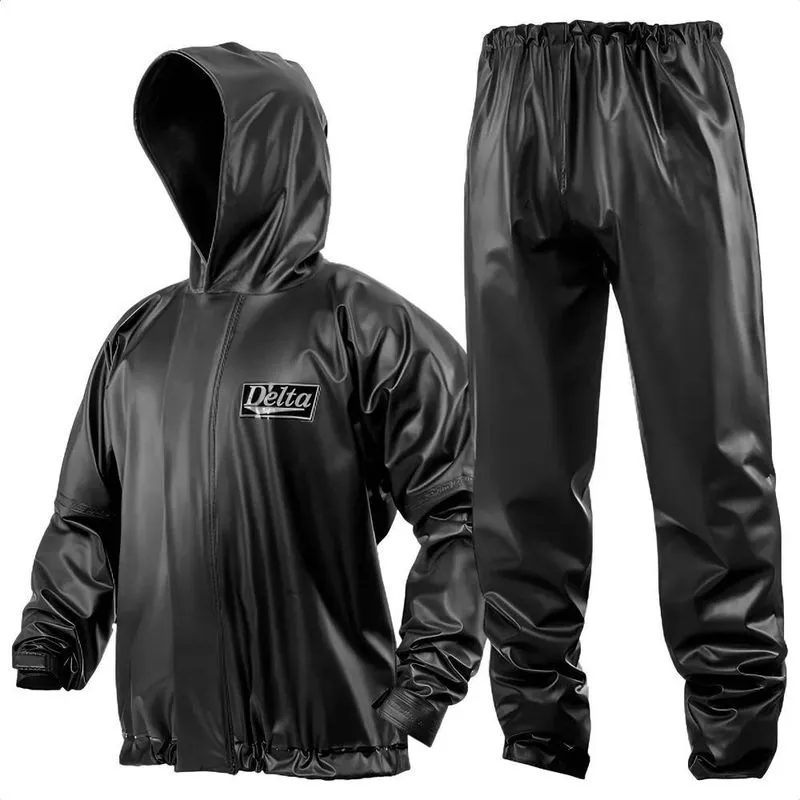 Capa De Chuva Delta Flex Com Capuz Moto Motoqueiro Ci Preto