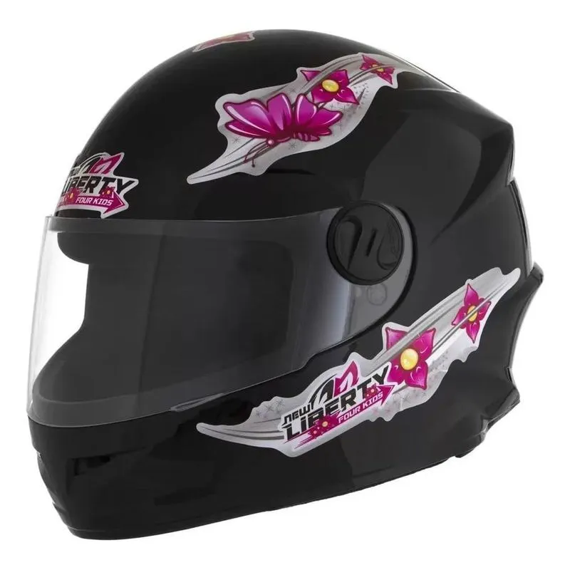 Capacete De Moto Infantil Kids Pro T Preto Flores
