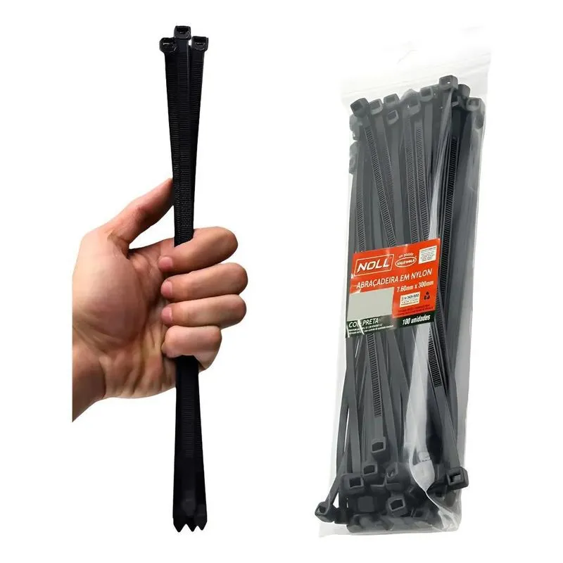 Kit 100 Abraçadeira Nylon Enforca Gato 7,60mm X 300mm Gr Pre
