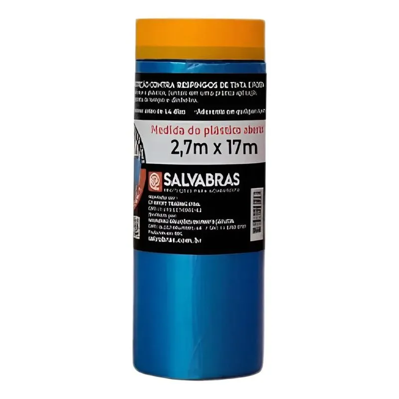 10x Salva Pintura 2,70x17mts Plástico Com Fita Crepe Salvab