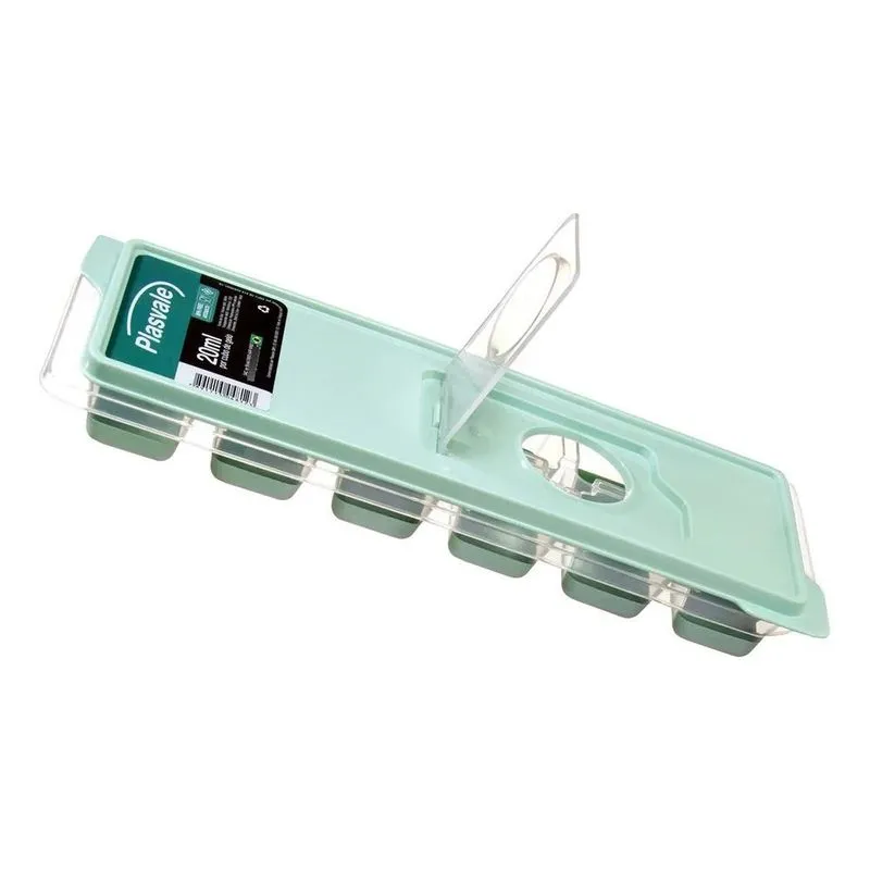 10x Forma De Gelo Com Tampa Enche Fácil Base Silicone Cor V