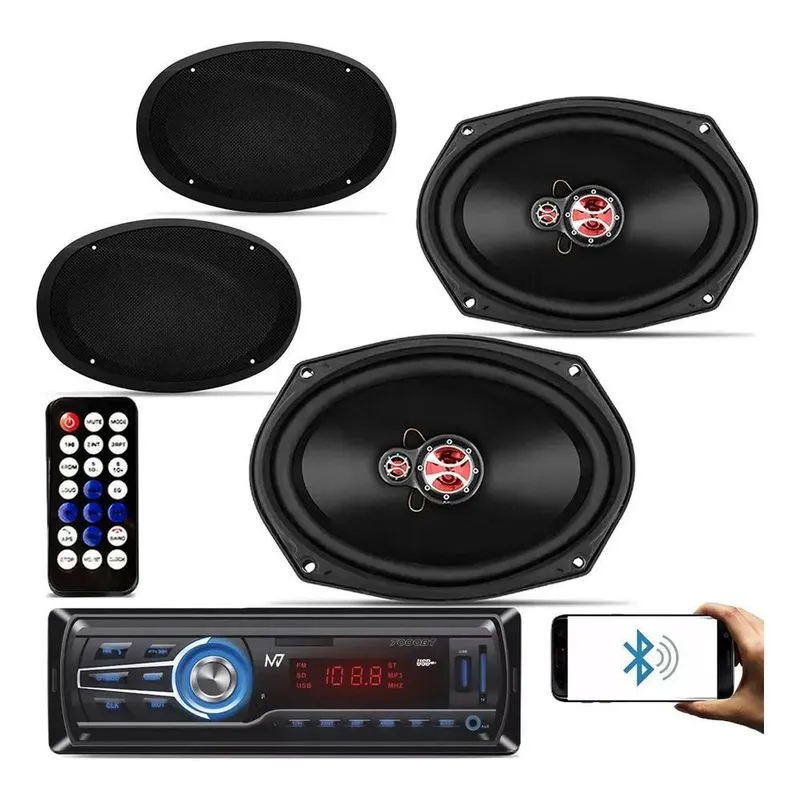 Par Alto Falantes 6x9 Com Telas Rádio Mp3 Todos Os Carros